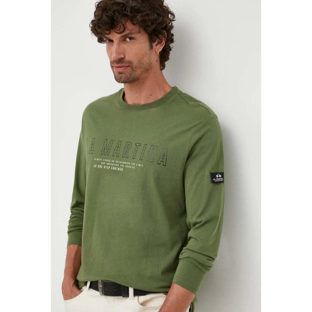 LA MARTINA GREEN SWEATSHIRT MEN COTTON LONG SLEEVE